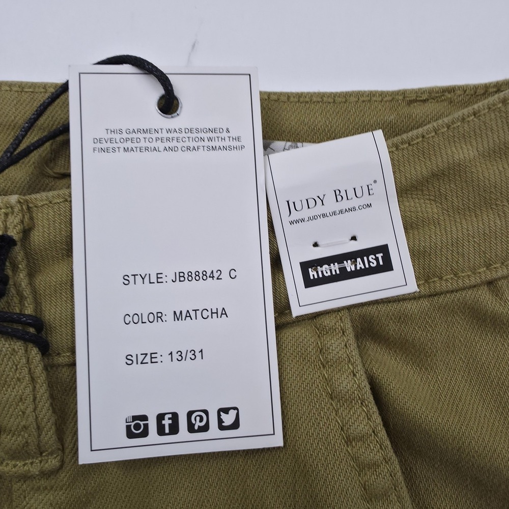 Judy Blue Pants Womens 13/31 Matcha Green High Waist Cargo‎ Straight Leg Stretch - Picture 6 of 13